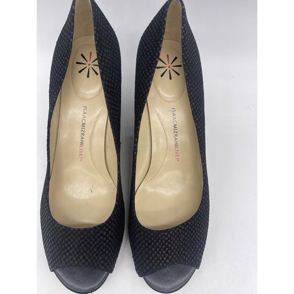 Isaac Mizrahi Perky Women Black Embossed Leather Wedge Shoe Size 11 - Picture 4 of 9